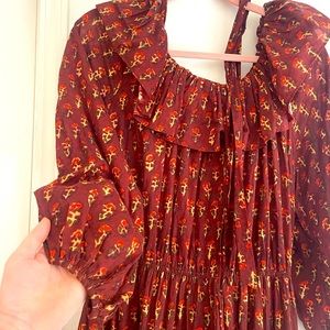 Maroon Doen long sleeve maxi dress